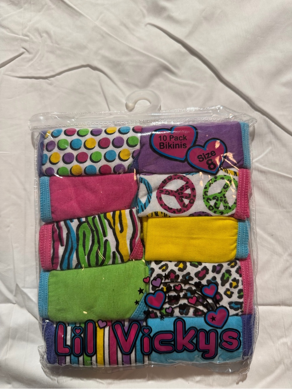 NWT 10 pack Lil Vicky’s Girls Bikini Panties Size 8, New Sealed